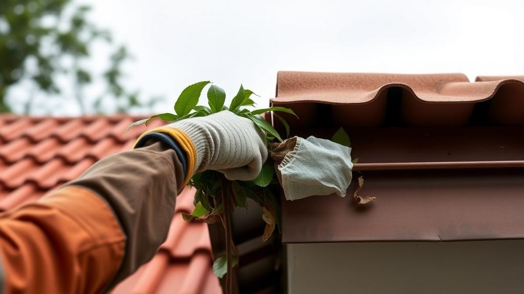 Inspecting a roof gutter for blockages