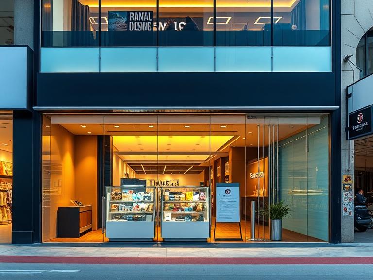 New glass shopfront of a retail lot in Sunway